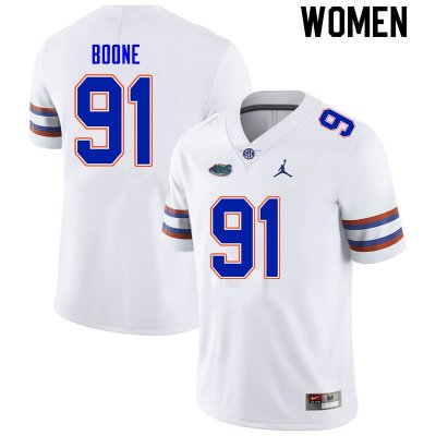 Women's Florida Gators #91 Justus Boone NCAA Nike White Authentic Stitched College Football Jersey SEF6462YL